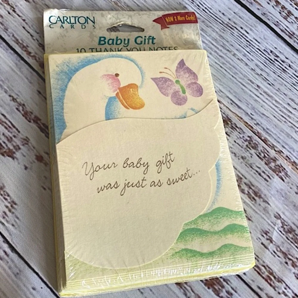 NWT Vintage Carlton Cards Baby Gift Thank You Notes NOS Sealed (10 Total)